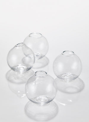 Serene Spaces Living Set of 48 Clear Ball Glass Bud Vase, Short Vases For Centerpieces for Home Decor, Events, Weddings, Measures 3" Tall & 2.75" Diameter