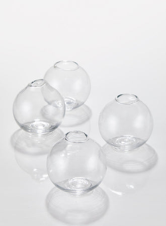 Serene Spaces Living Set of 48 Clear Ball Glass Bud Vase, Short Vases For Centerpieces for Home Decor, Events, Weddings, Measures 3" Tall & 2.75" Diameter