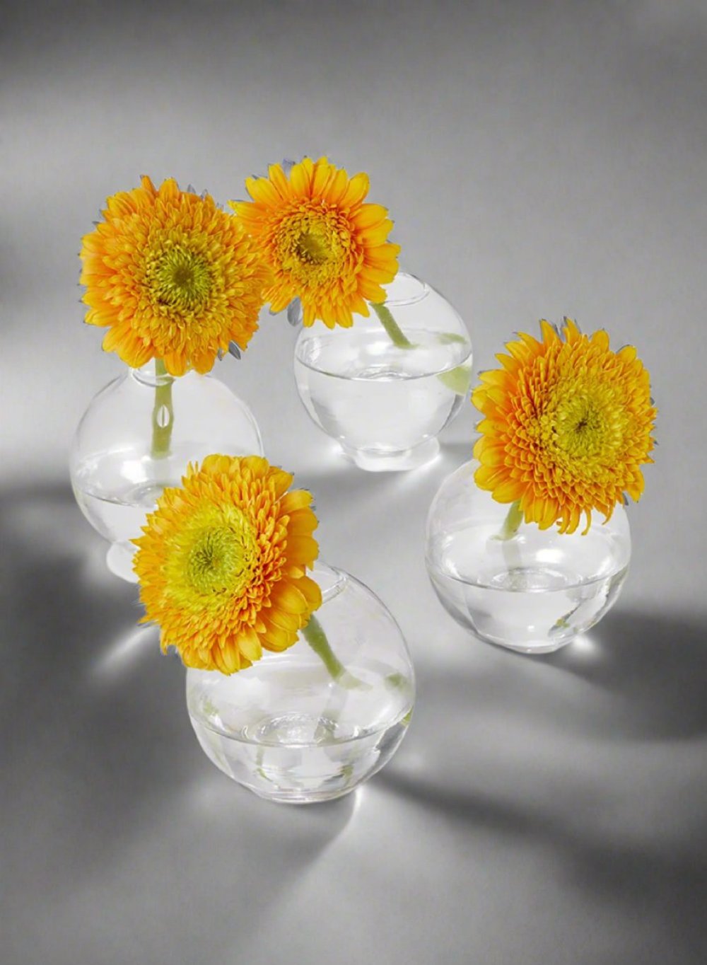 Clear/ Amber Ball Glass Bud Vase, Set of 4 & 48