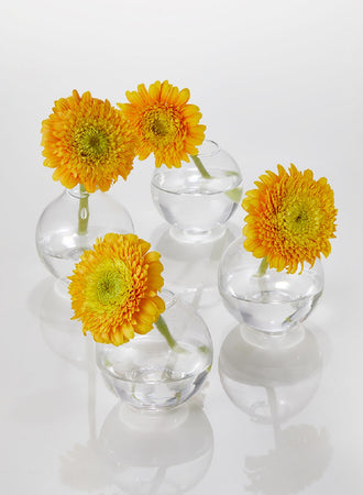 Clear/ Amber Ball Glass Bud Vase, Set of 4 & 48