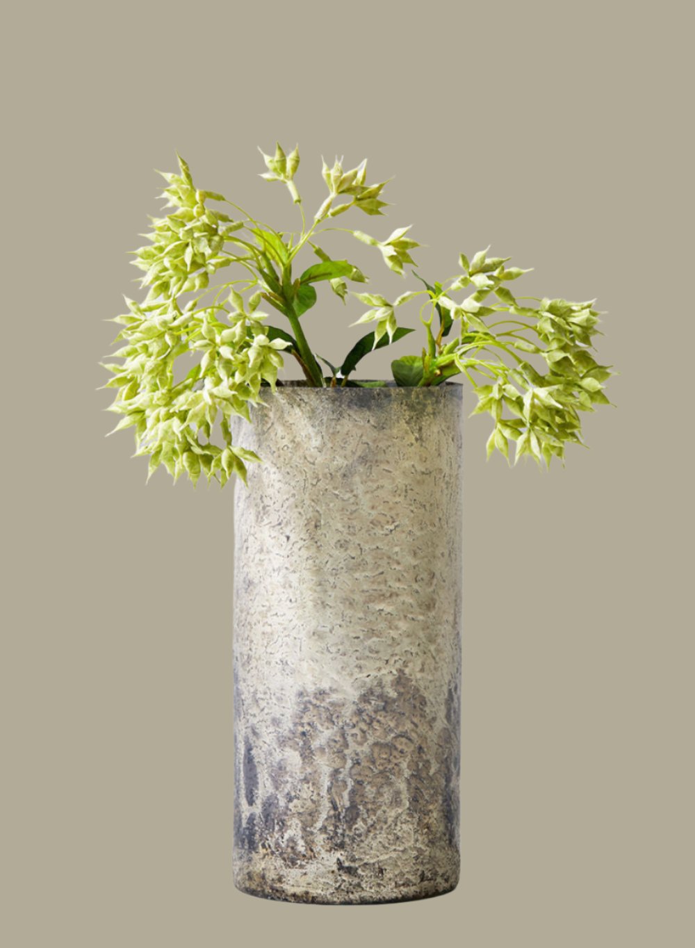 Serene Spaces Living Vintage Style Pewter Cylinder, Glass Vase for Floral Arrangements, 2 Sizes Available