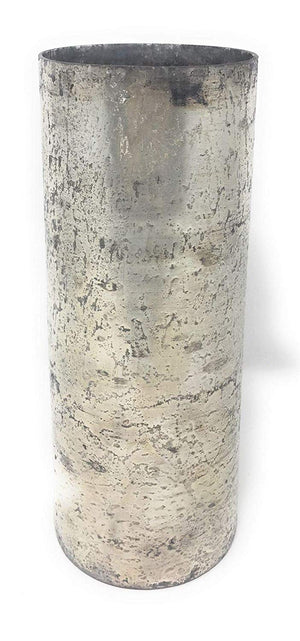 Serene Spaces Living Vintage Style Pewter Cylinder, Glass Vase for Floral Arrangements, Measures 10" Tall and 4" Diameter, Set of 2