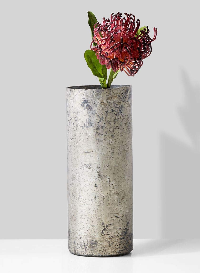Vintage Style Pewter Cylinder, 9" Tall & 4" Diameter, Set of 2