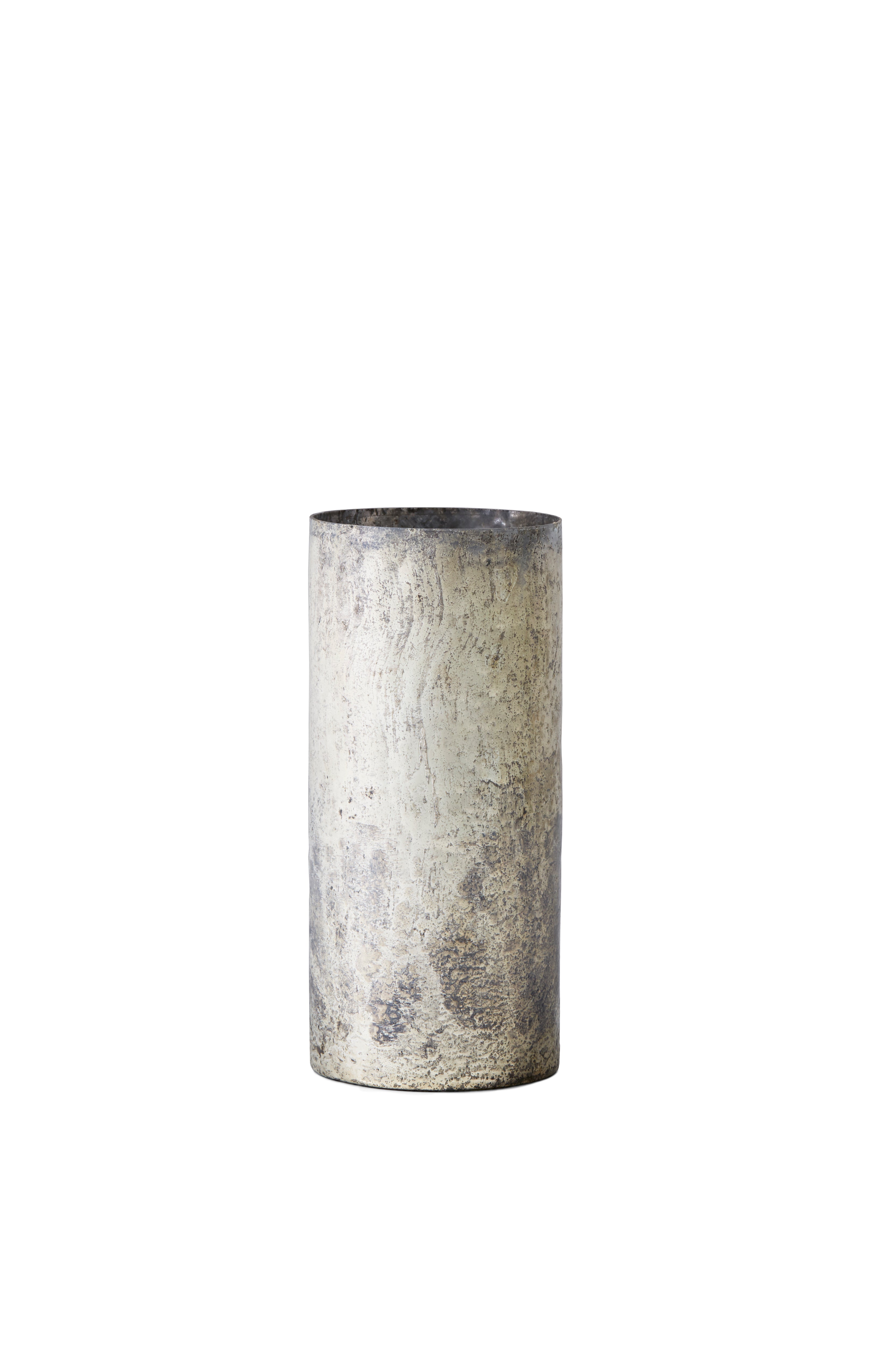 Vintage Style Pewter Cylinder, 9" Tall & 4" Diameter, Set of 2