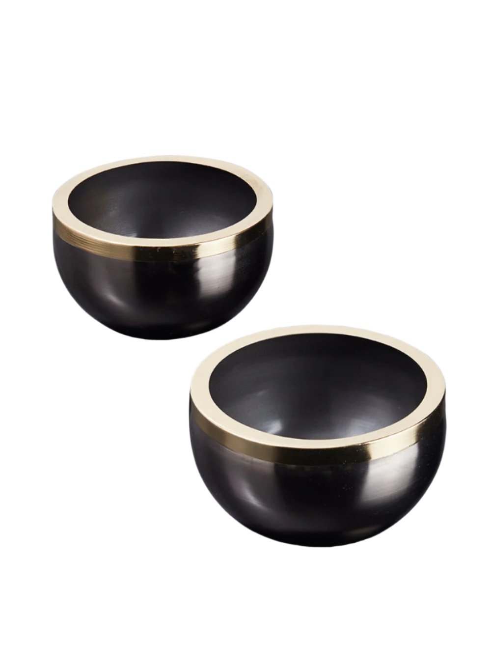 Serene Spaces Living Set of 2/ 24 Bronze Gold Rim Metal Bowls, 3.25" H & 5.25" D