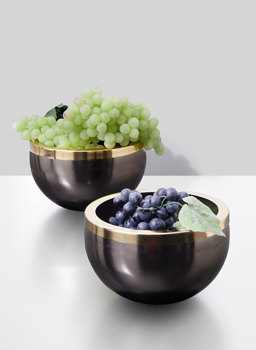 Serene Spaces Living Set of 12 Bronze Gold Rim Bowls, Home Decor Bowl Centerpiece, Decorative Bowls For Coffee Tables, Use for Candy, Fruit, Trinkets, Catch all, Measures 3.25" Tall and 5.25" Diameter