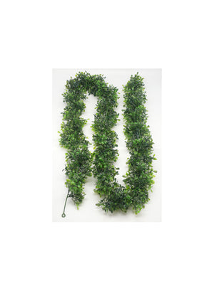 Serene Spaces Living 6’ Artificial Garland, Set of 6 – Varying Green Shades of Leaf in Faux Boxwood – Garland with 3” Diameter