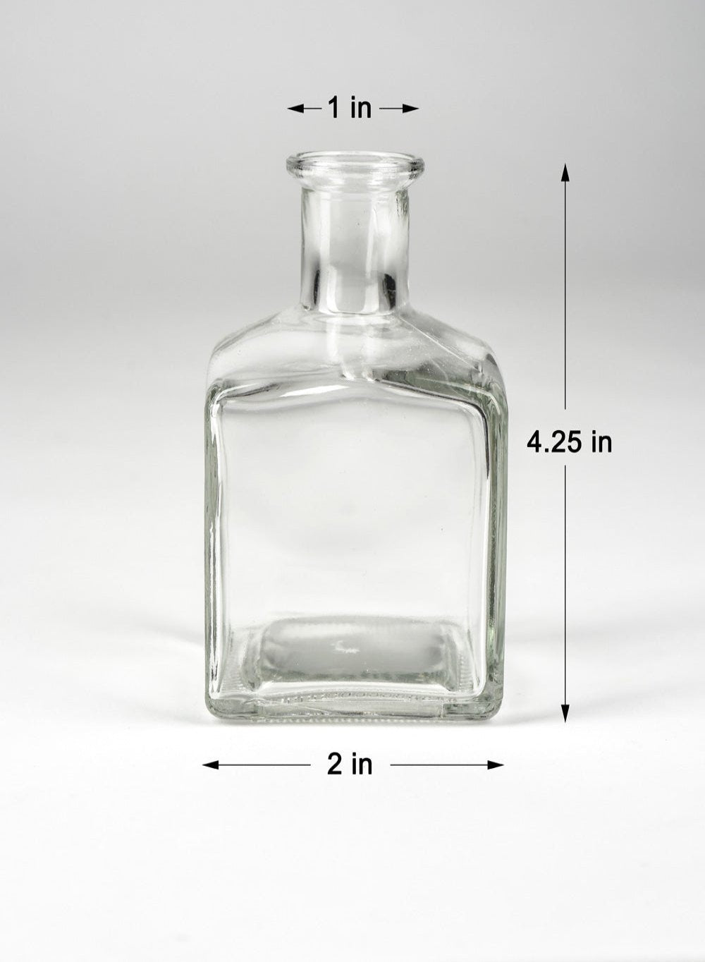 Serene Spaces Living Glass Bottle Bud Vases Set of 6, 36 or 48, Vintage Square Bottle Style - Elegant Vases, 4.5" Tall by 2" Square