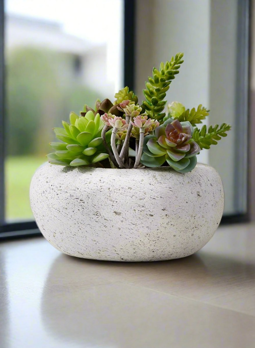 Serene Spaces Living Decorative Pumice Stone Pot, Unique Lava Rock Vase, Measures 4" Tall and 6.5" Diameter, Set of 4