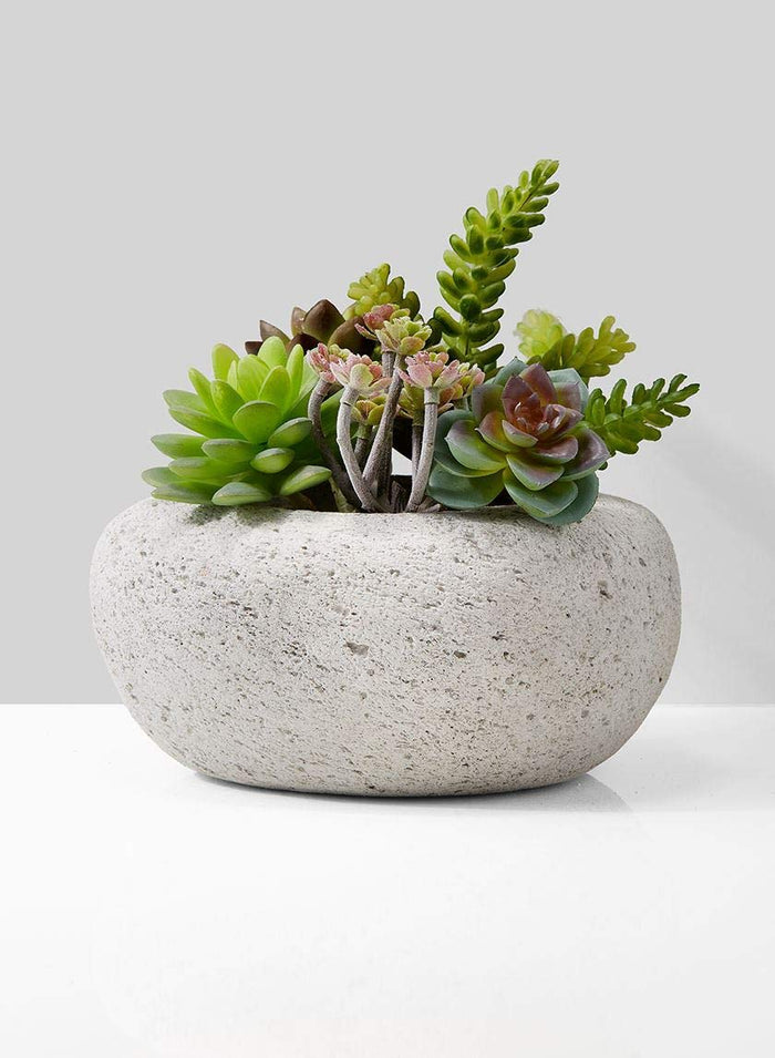 Serene Spaces Living Decorative Pumice Stone Pot, Unique Lava Rock Vase, Measures 4" Tall and 6.5" Diameter, Set of 4