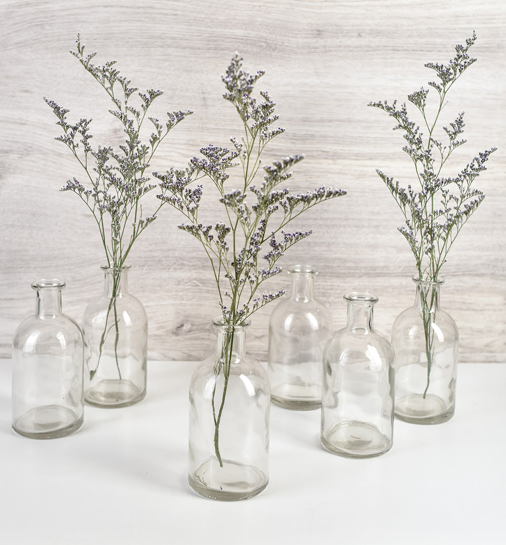 Serene Spaces Living Clear Medicine Bottle Bud Vases, Vintage Style Vases, Set of 48, 5.25" Tall & 2.5" in Diameter