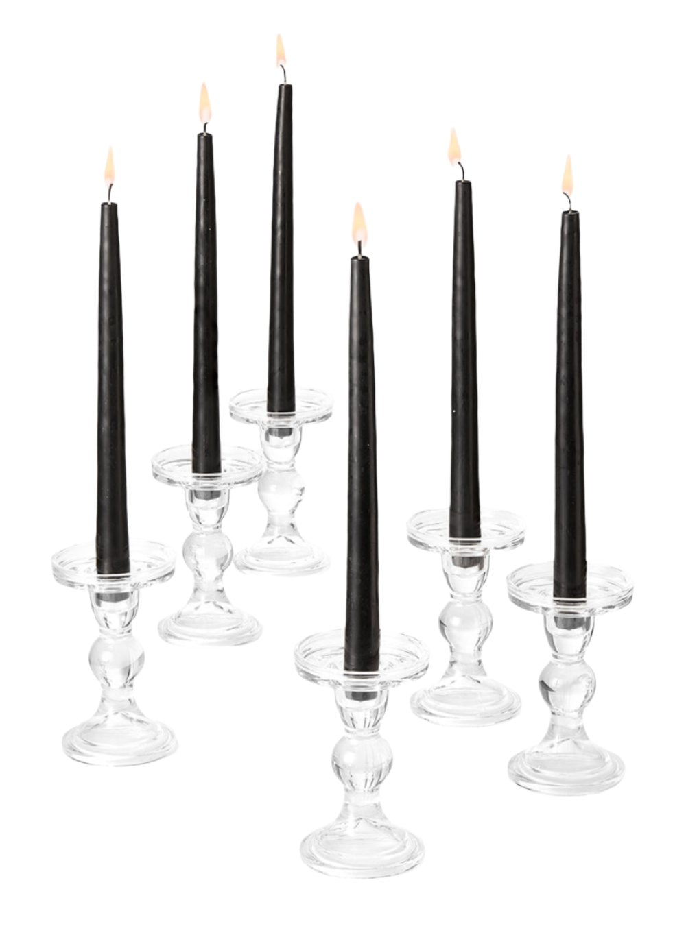 Curvy Glass Candlestick/ Pillar Holders, In 2 Sizes