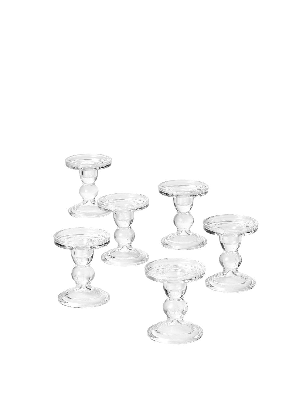 Curvy Glass Candlestick/ Pillar Holders, In 2 Sizes