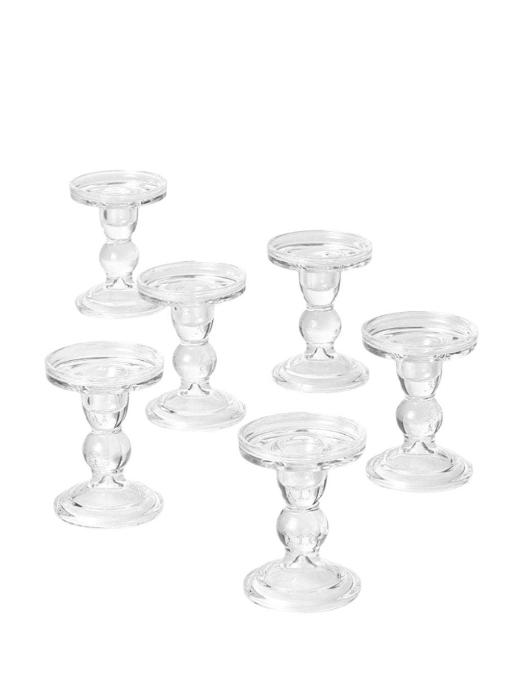 Curvy Glass Candlestick/ Pillar Holders, In 2 Sizes