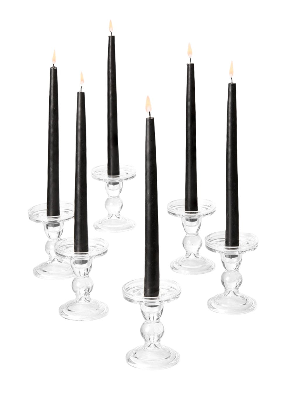 Curvy Glass Candlestick/ Pillar Holders, In 2 Sizes