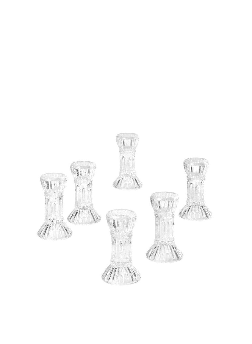 Glass Candlestick Holders, in 4 Sizes, Set of 6