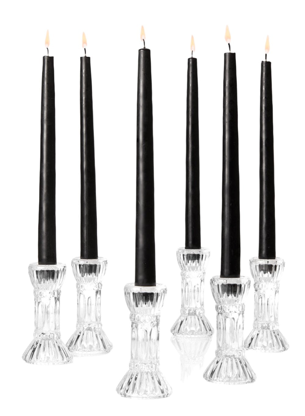 Glass Candlestick Holders, in 4 Sizes, Set of 6