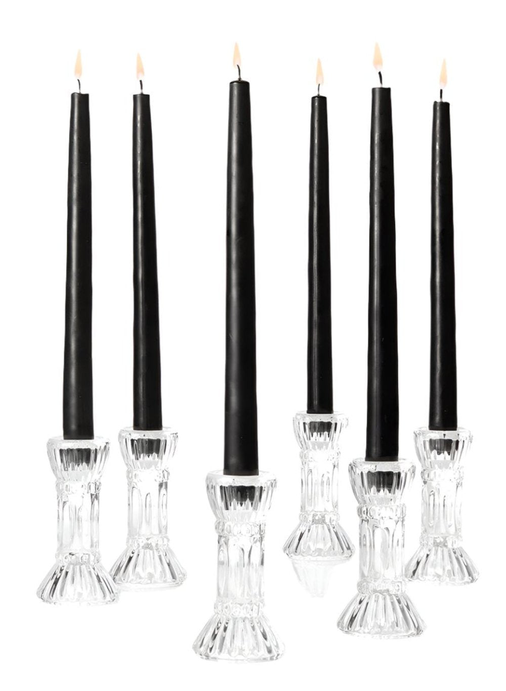 Glass Candlestick Holders, in 4 Sizes, Set of 6