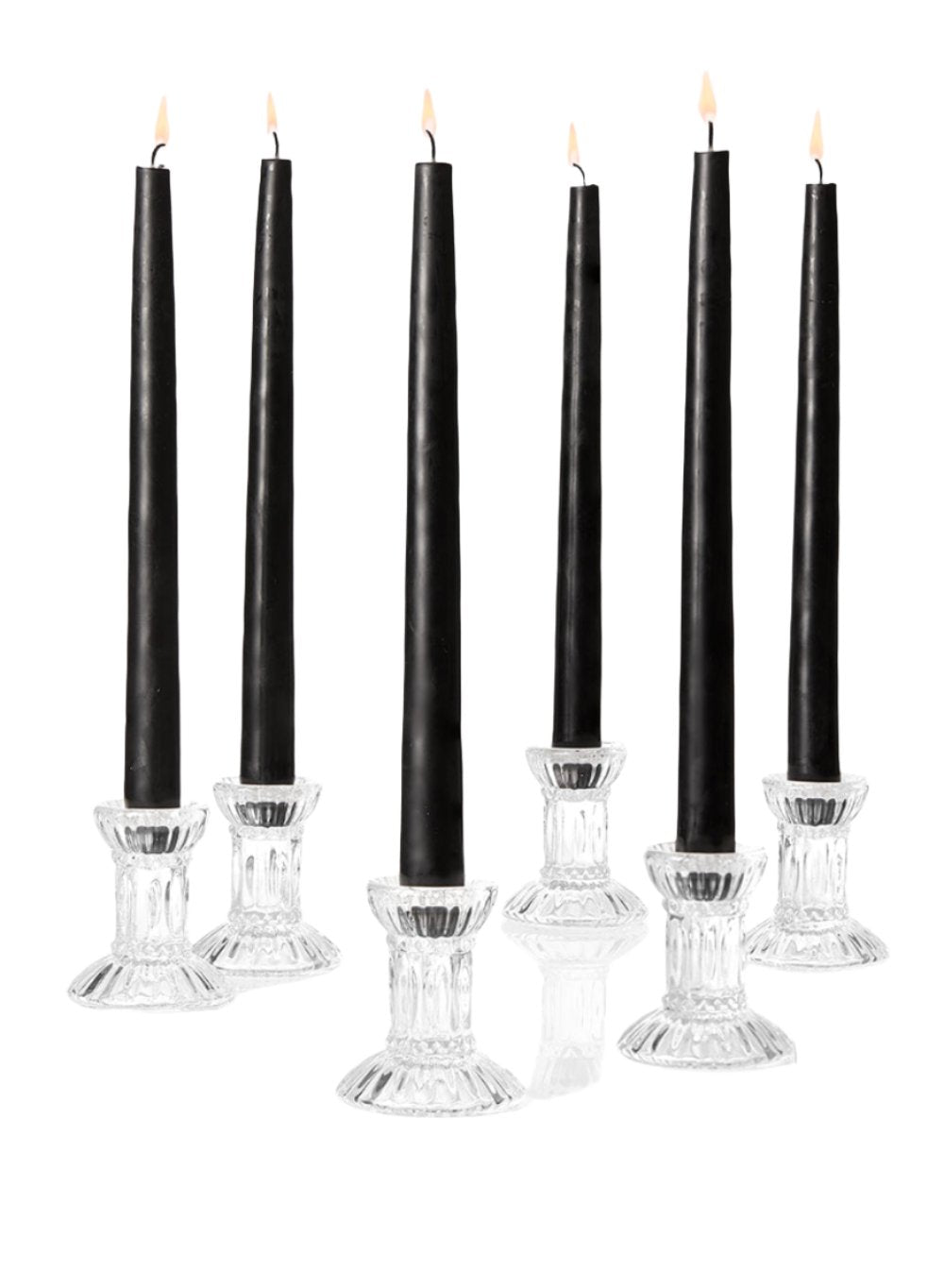 Glass Candlestick Holders, in 4 Sizes, Set of 6