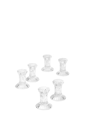 Glass Candlestick Holders, in 4 Sizes, Set of 6