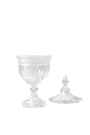 Serene Spaces Living Set of 4 Glass Goblet Vase with Lid, Features Intricate Detailing, Measures 9.75" Tall and 4.5" Diameter