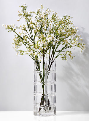 Serene Spaces Living Etched Glass Cylinder, Centerpiece Vase for Wedding or Event, Measures 9.75" Tall and 4.25" Diameter