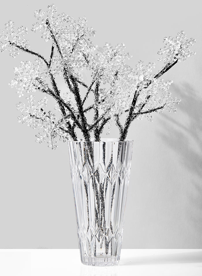 Serene Spaces Living Set of 2 Tapered Glass Vase, Features a Lovely Diamond Pattern, Measures 9.75" Tall and 5.25" Diameter