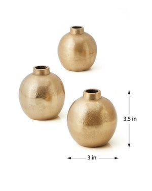 Stylish Gold Floral Bud Vase, Set of 4, In 3 Shapes