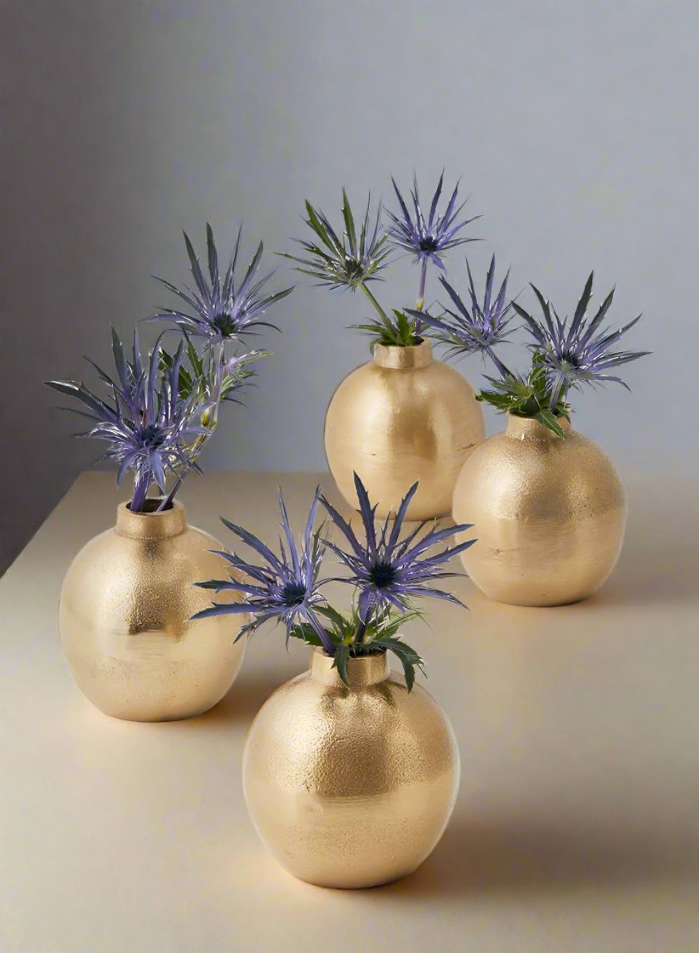 Stylish Gold Floral Bud Vase, Set of 4 and 24, In 3 Shapes