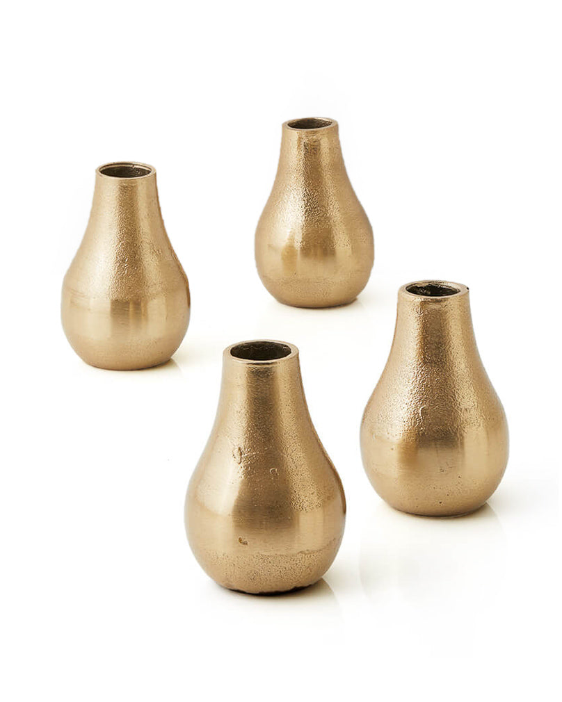 Stylish Gold Floral Bud Vase, Set of 4 and 24, In 3 Shapes