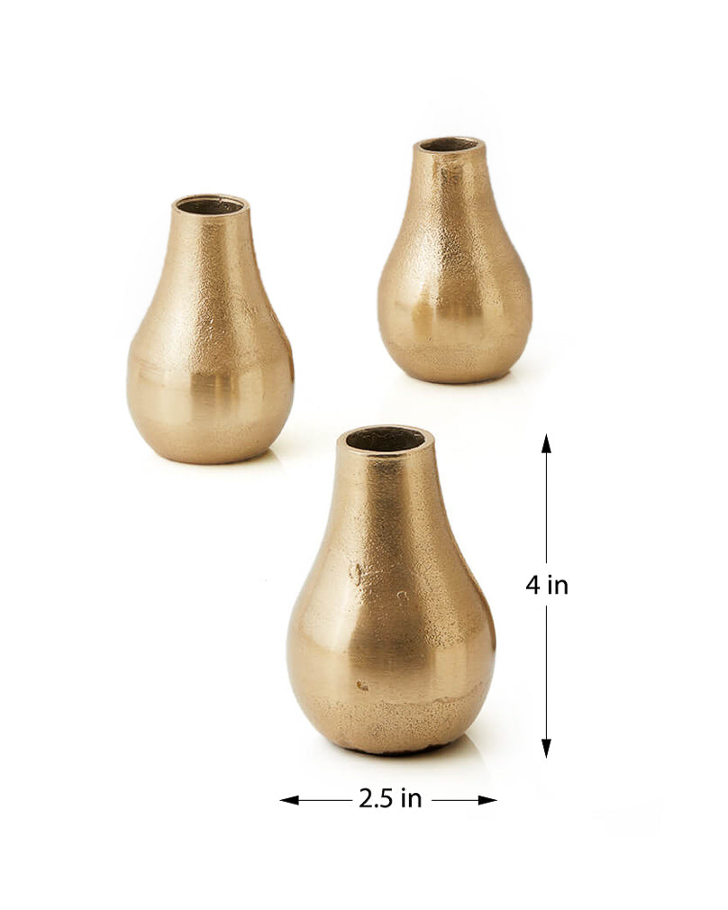 Stylish Gold Floral Bud Vase, Set of 4 and 24, In 3 Shapes