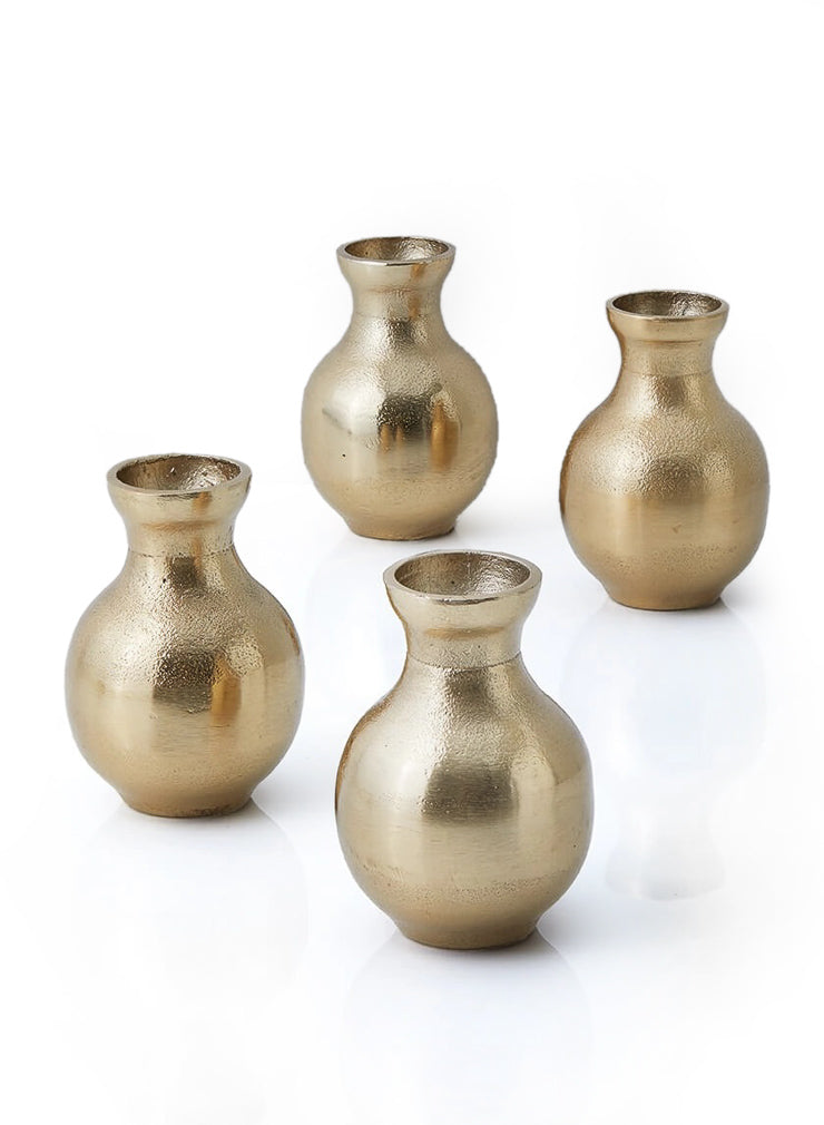 Stylish Gold Floral Bud Vase, Set of 4 and 24, In 3 Shapes