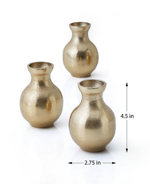 Stylish Gold Floral Bud Vase, Set of 4 and 24, In 3 Shapes