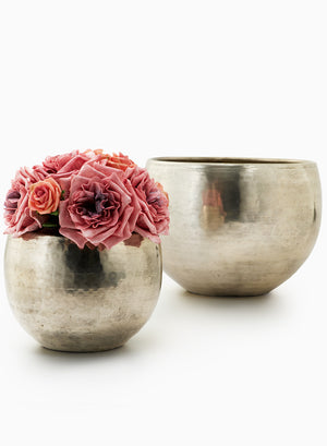 Hammered Antique Silver Planters