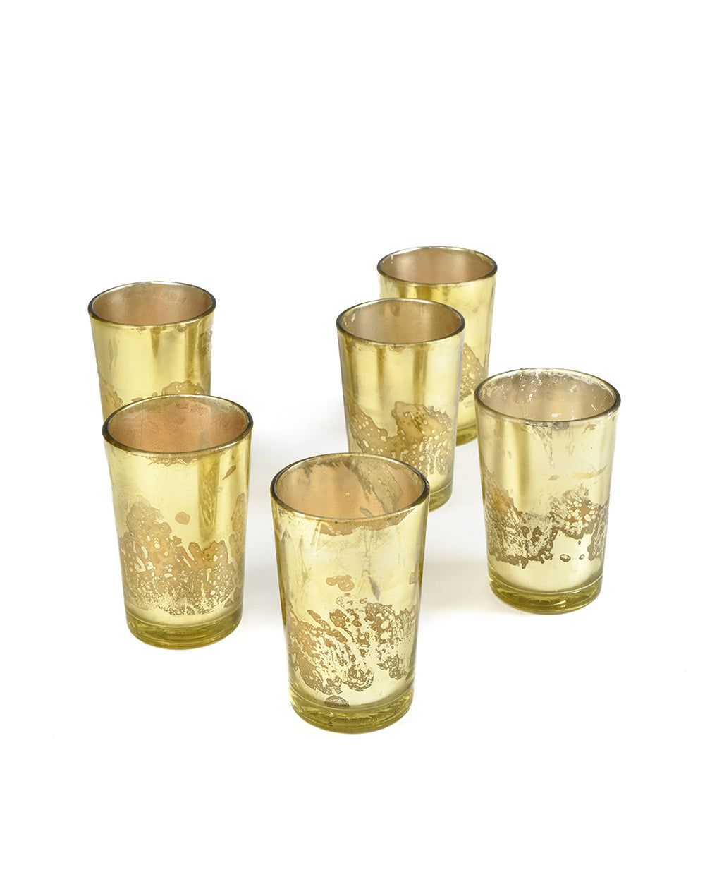 24 Gold Mercury Glass Votive Candle Holders Speckled Glass 