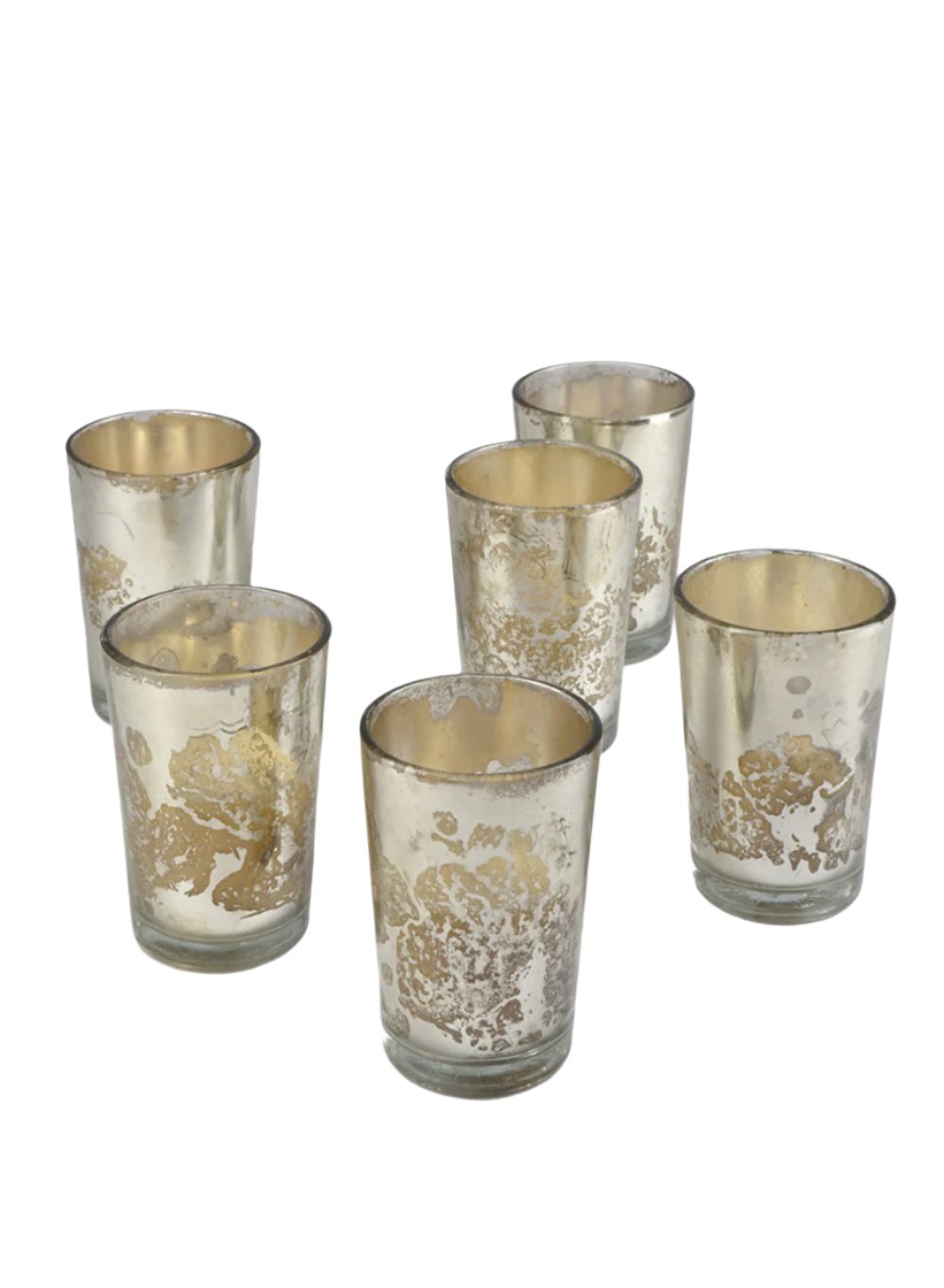 Serene Spaces Living Prefilled Glass Votives, Ideal for Wedding, Bar, Restaurant, Set of 6 or 36 in Silver / Gold/ Clear Color