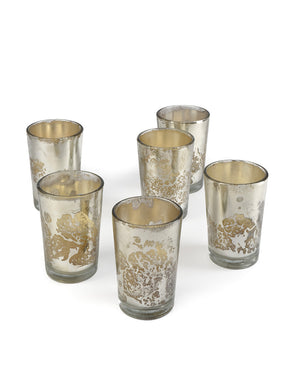 Serene Spaces Living Prefilled Glass Votives, Ideal for Wedding, Bar, Restaurant, Set of 6 or 36 in Silver / Gold/ Clear Color