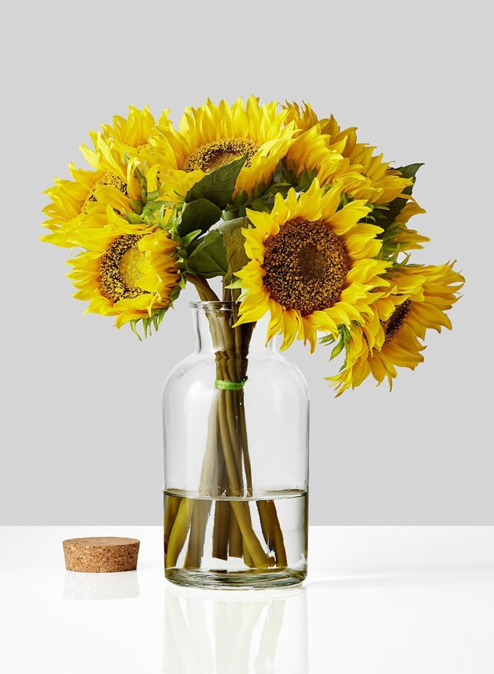 Clear Glass Bottle Vase with Cork, In 3 Sizes