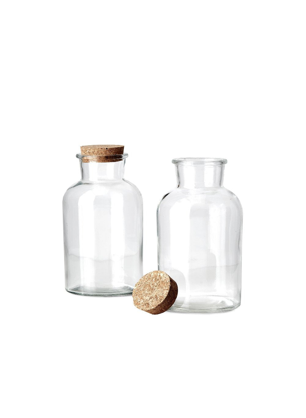 Clear Glass Bottle Vase with Cork, In 3 Sizes