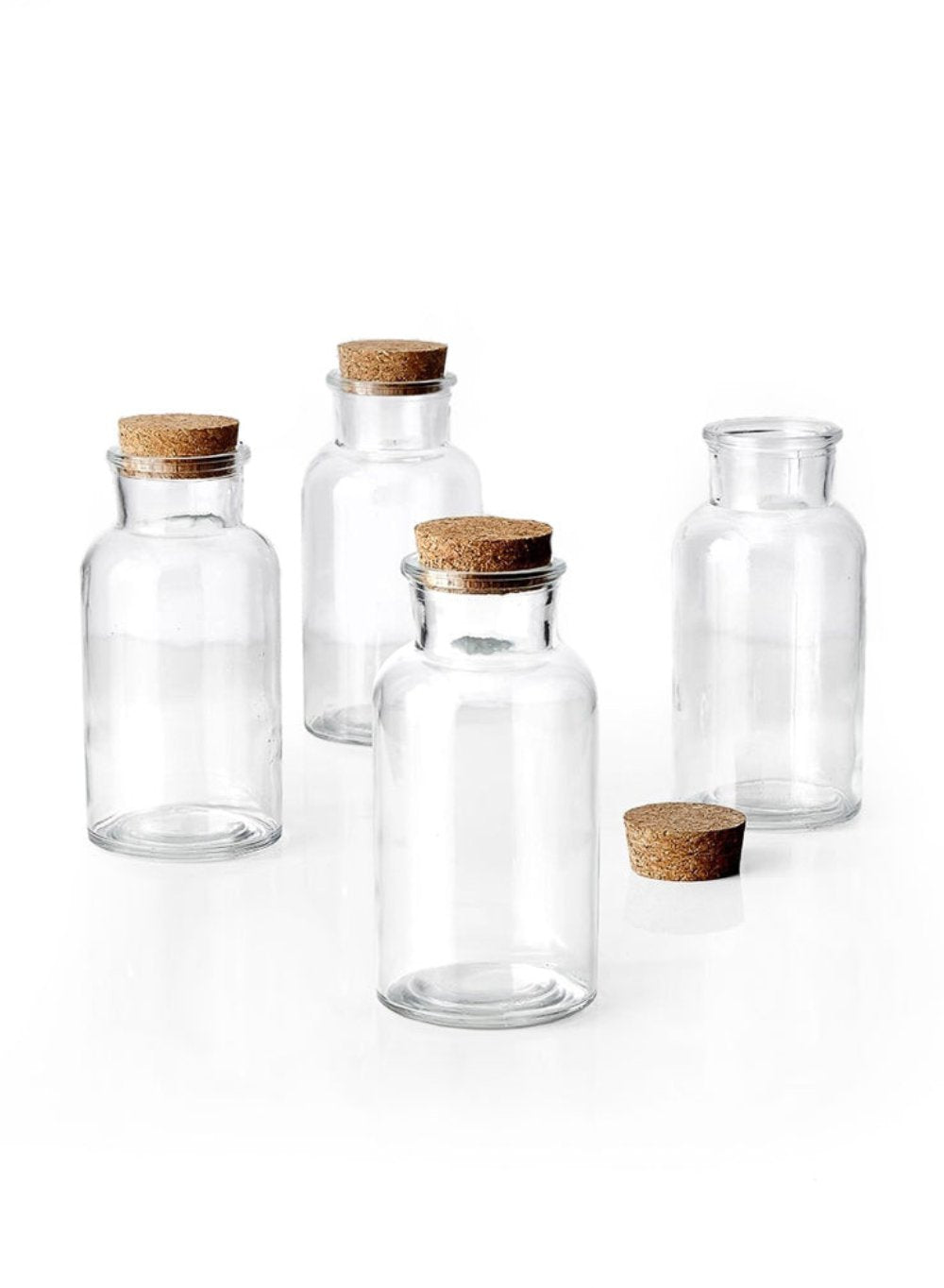 Clear Glass Bottle Vase with Cork, In 3 Sizes