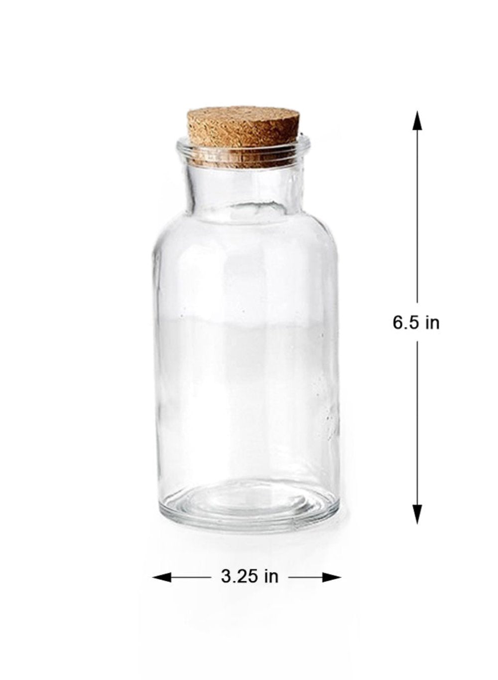 Clear Glass Bottle Vase with Cork, In 3 Sizes