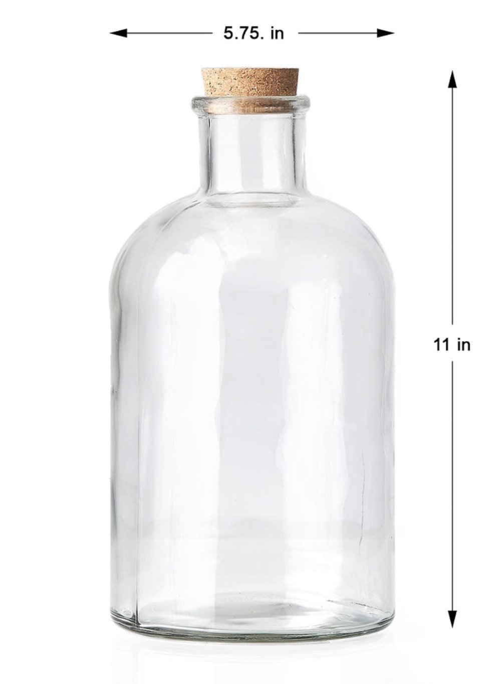 Clear Glass Bottle Vase with Cork, In 3 Sizes