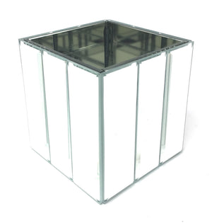 Serene Spaces Living Gatsby Mirror Strip Cube Vase – Art Deco Inspired Glass Vase with Mirror Finish, Available in 2 sizes