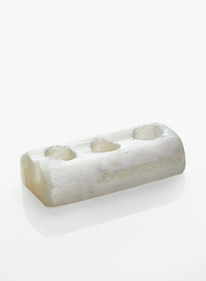 Serene Spaces Living Genuine Selenite Log for 3 or 5 Tealight Candle for Healing