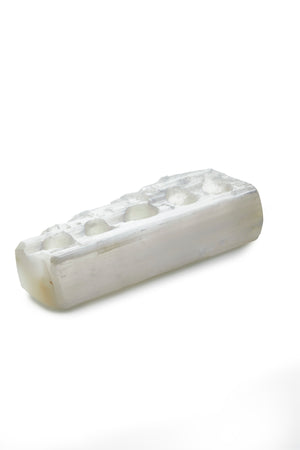 Serene Spaces Living Genuine Selenite Log for 3 or 5 Tealight Candle for Healing