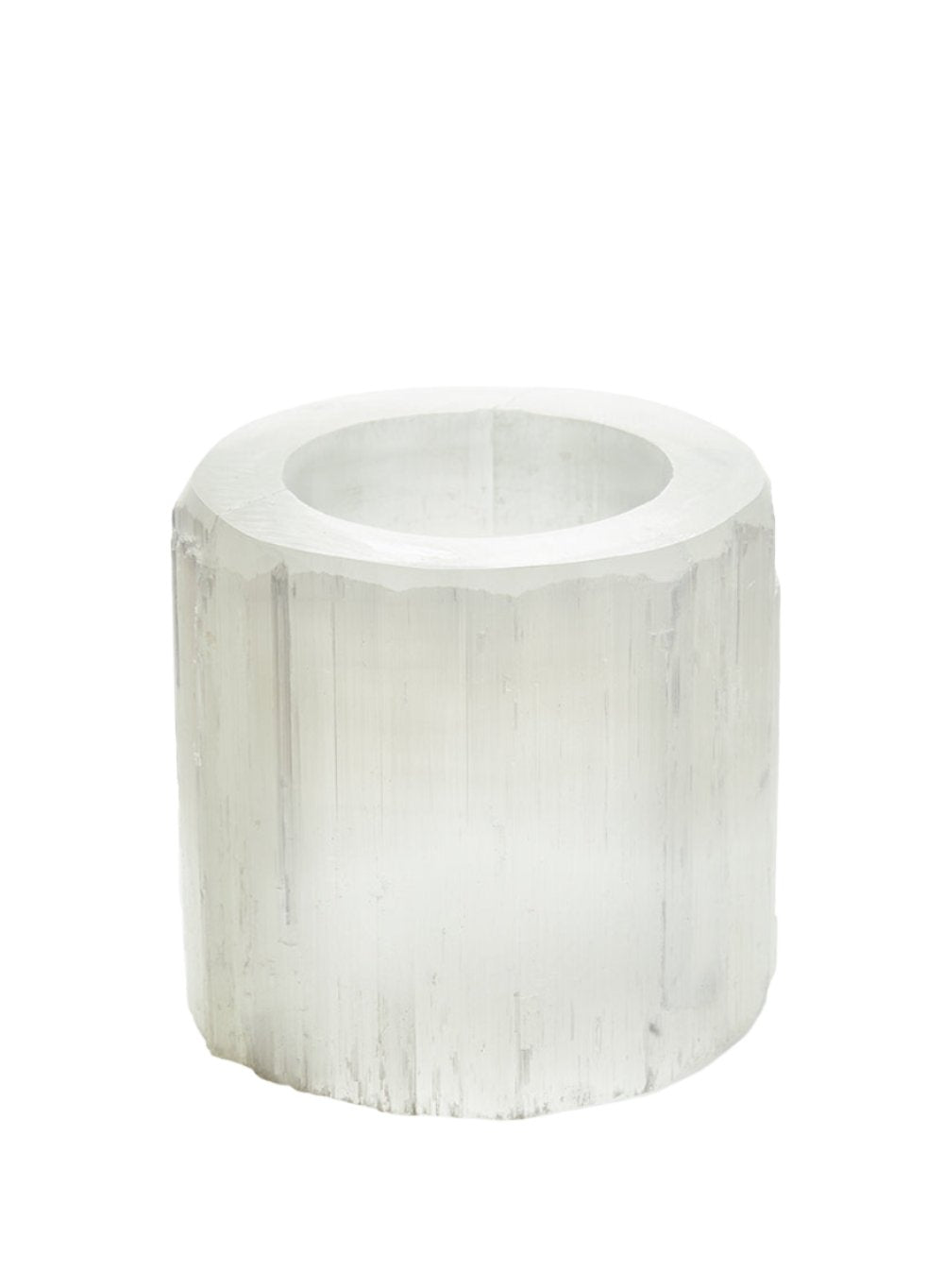 Serene Spaces Living Genuine Selenite Trunk Vase, Floral Centerpiece in 2 Sizes