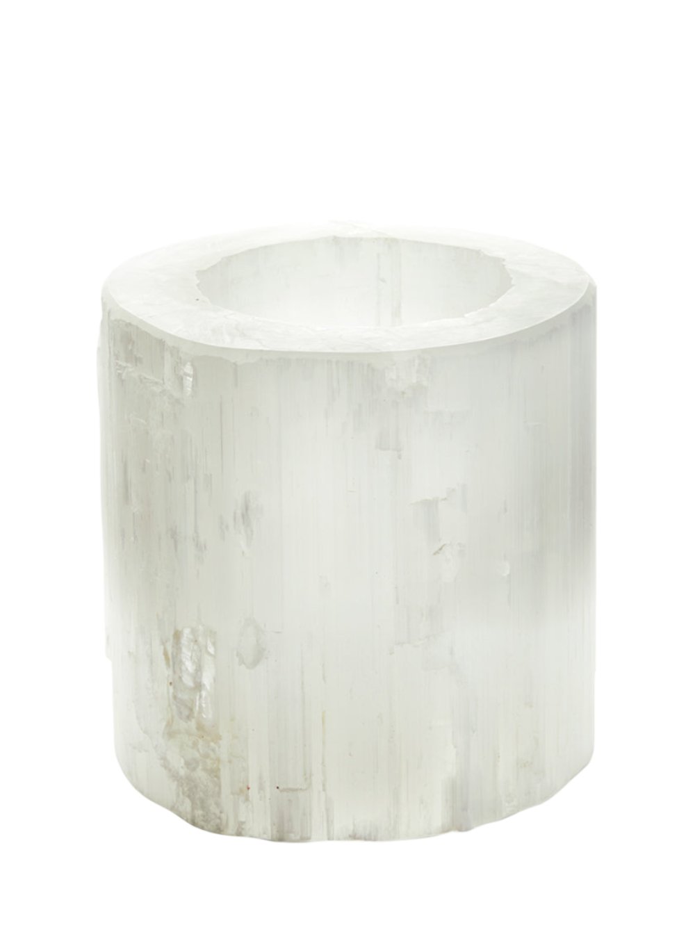 Serene Spaces Living Genuine Selenite Trunk Vase, Floral Centerpiece in 2 Sizes