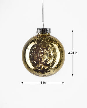 3" Gold Mercury Glass Finish Plastic Ball Ornament, Set of 12