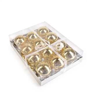 3" Gold Mercury Glass Finish Plastic Ball Ornament, Set of 12