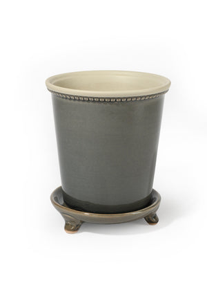 Grey Ceramic Pot and Saucer